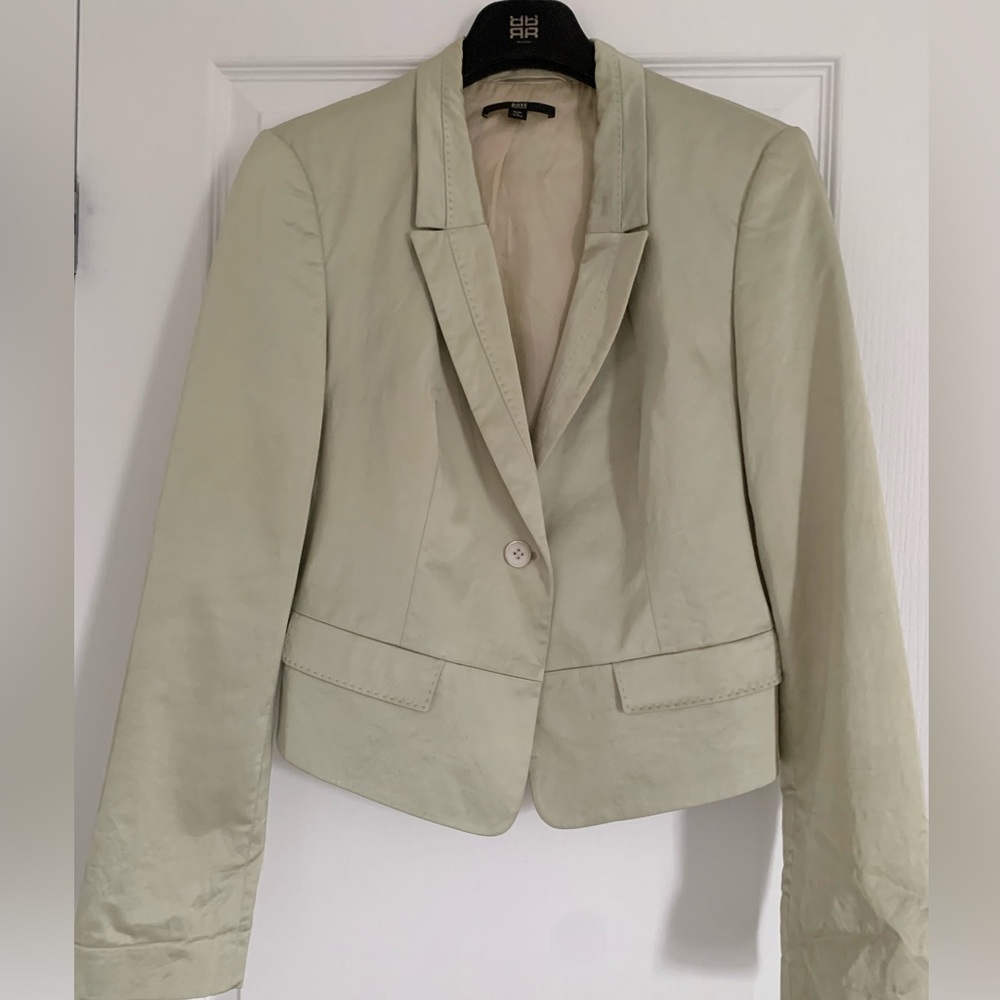 Hugo Boss Light Sage/ Champagne Single-Button Blazer